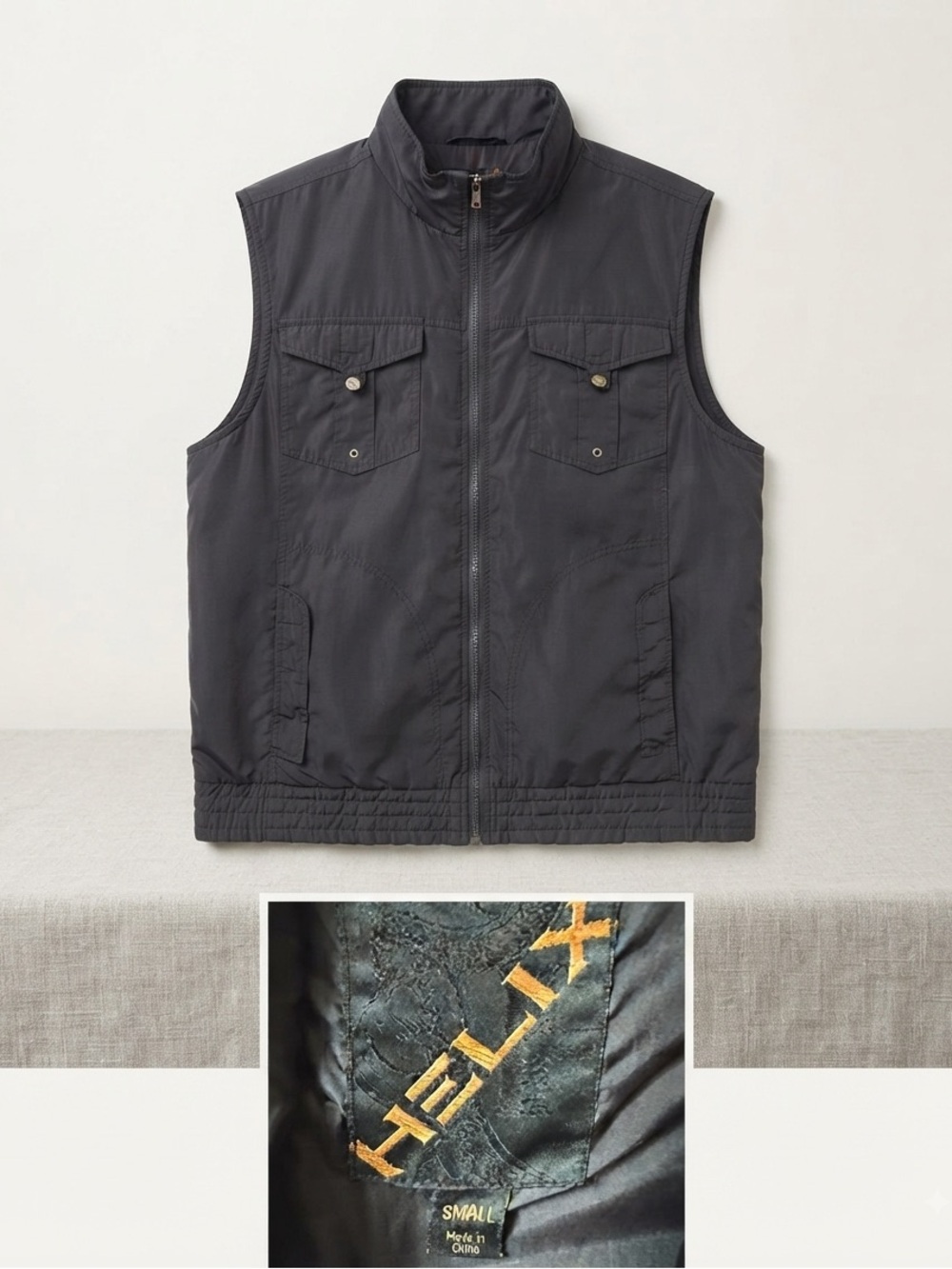 Helix Men's black Quilted Zip Vest Size S